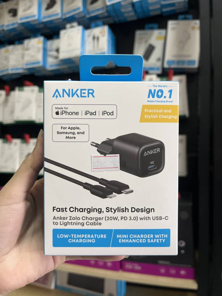 Anker Zolo Charger (20W PD3.0) with cable Type c to Lightning Black MFI