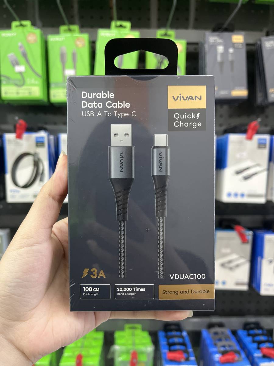 Vivan VDUAC100 USB-A to Type C 3A 1M Black