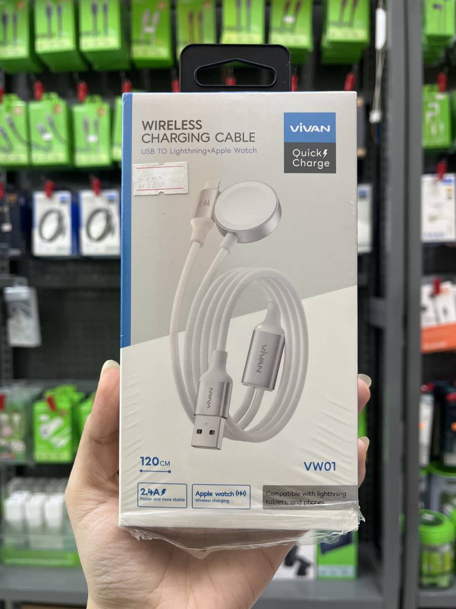 Vivan VW01 Wireless Charging Cable USB to Lightning+Apple Watch