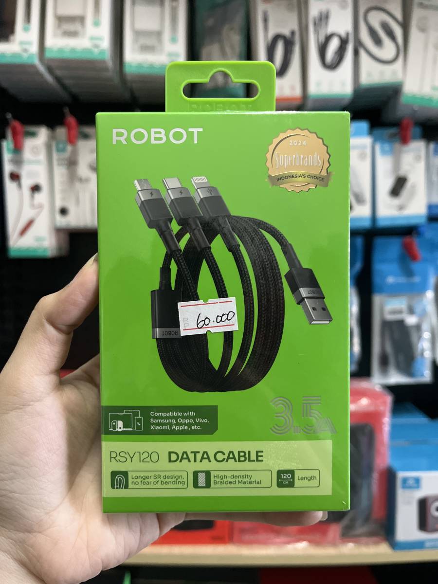 Robot RSY120 Data Cable 3in1 (Micro, Type C & Lightning) 3.5A Black
