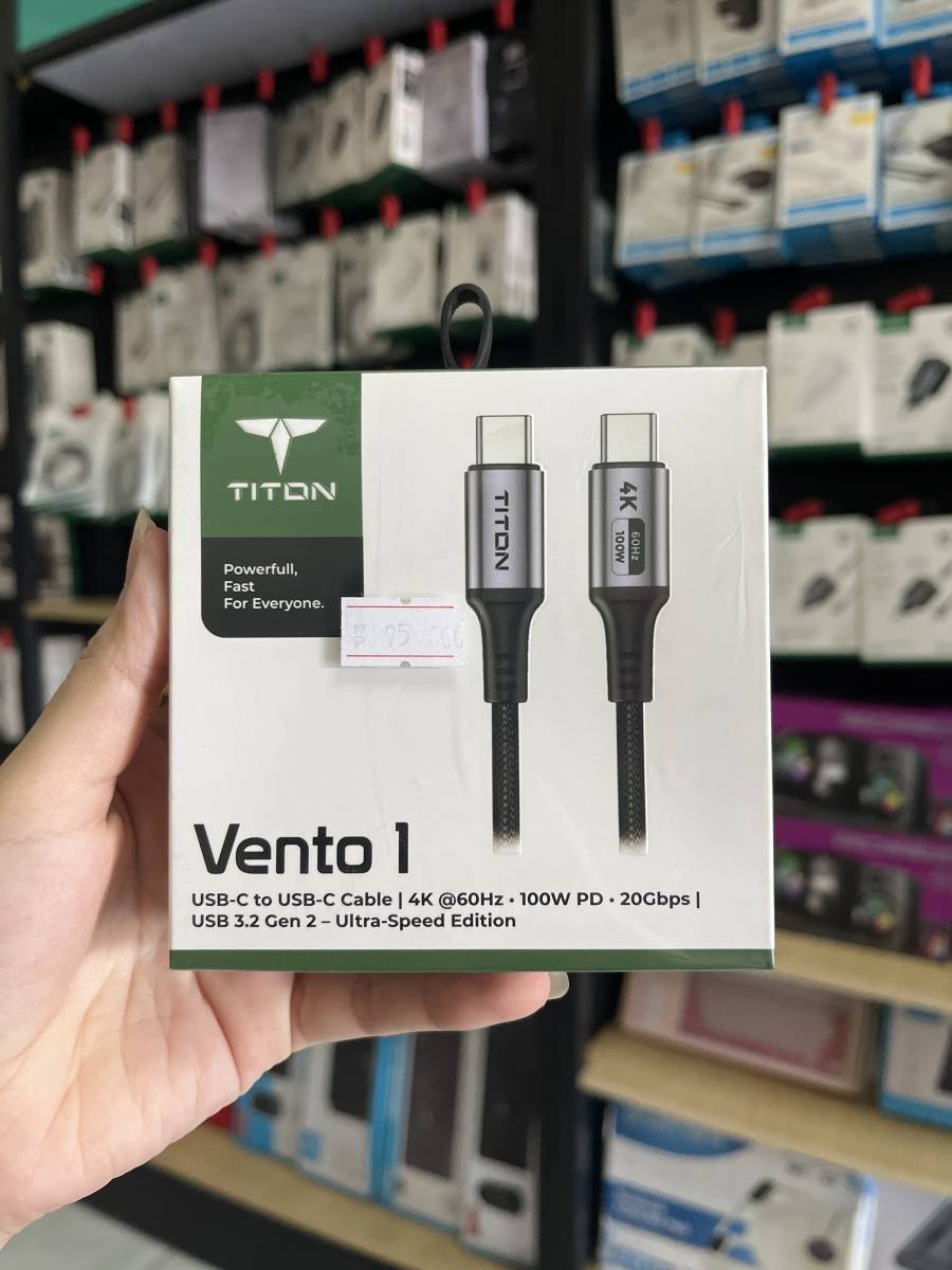 Titon Vento 1 Type C to Type C Cable 100W PD USB3.2 4K 60Hz 1Meter