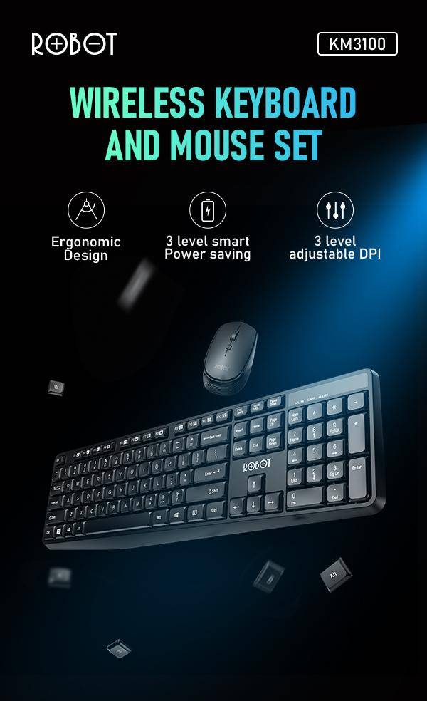 Robot KM3100 Wireless Keyboard + Mouse Combo