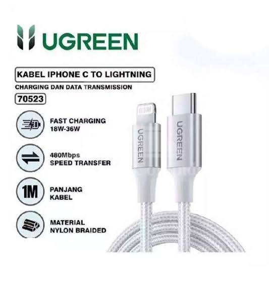 Ugreen 70523 USB-C to Lightning 1m Braided MFI White