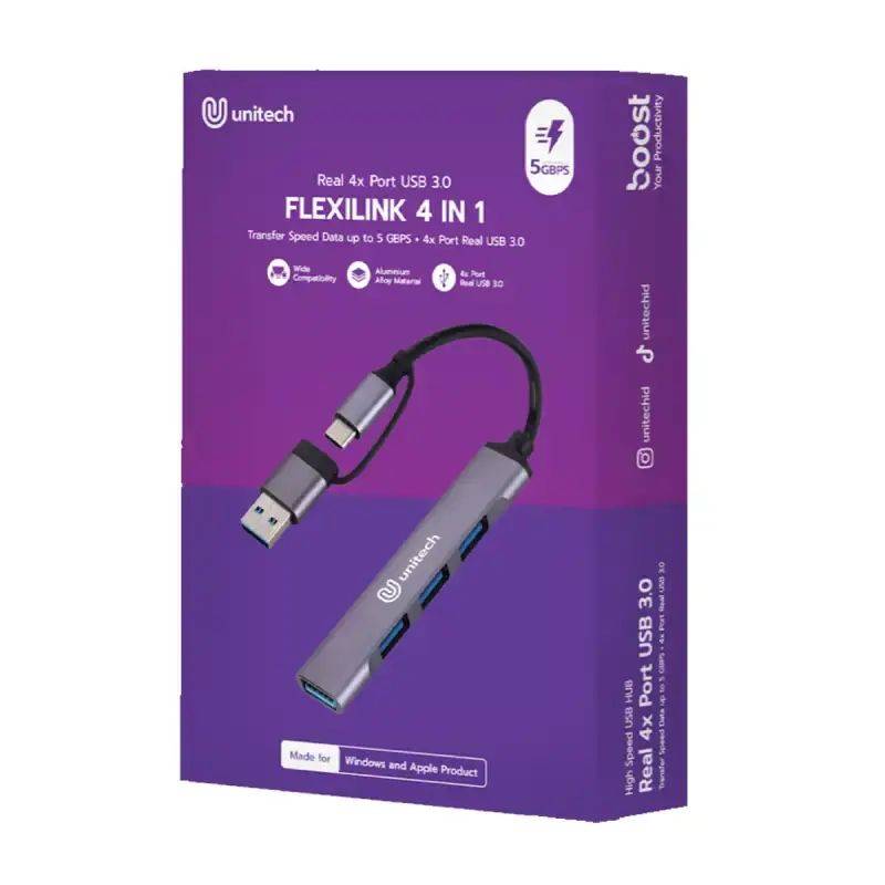 Unitech Flexilink 4 in 1 Hub (USB A + Type C)