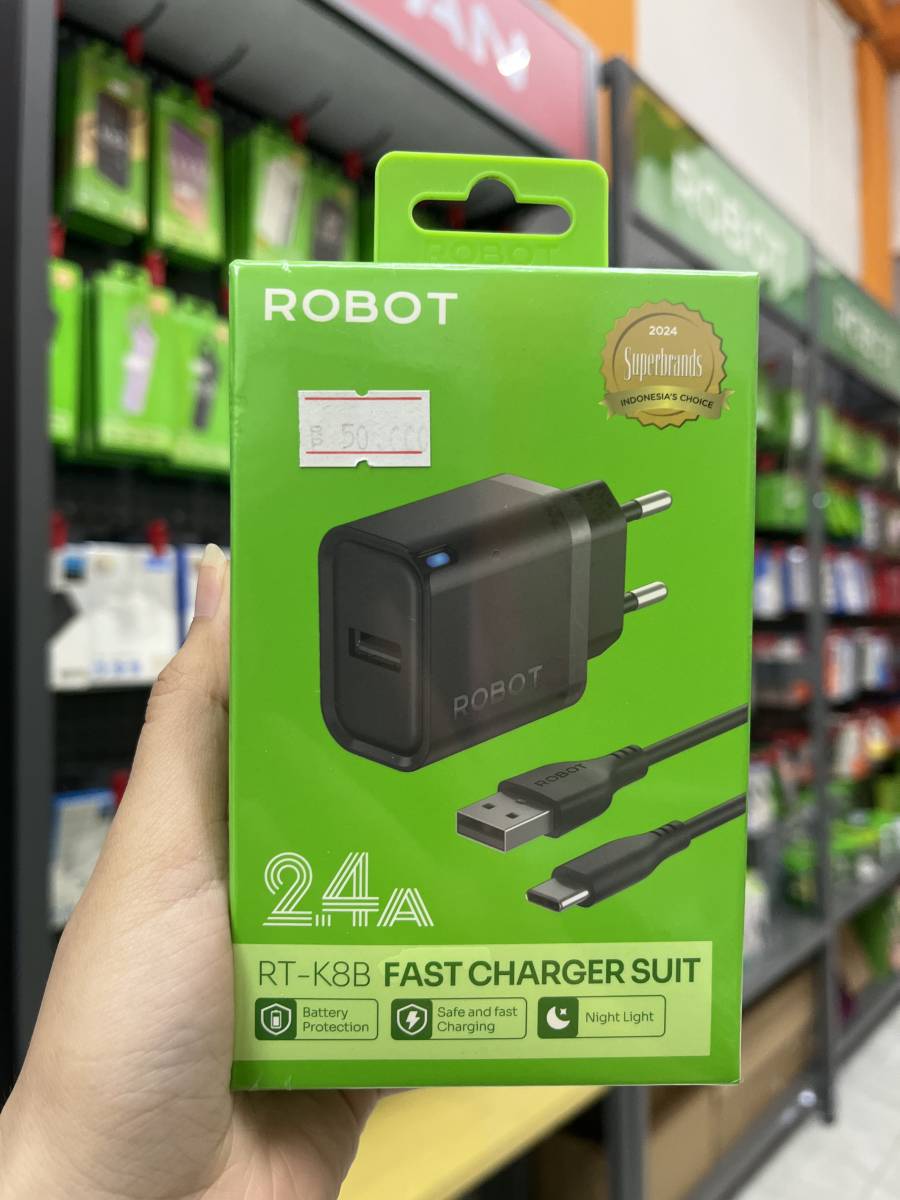 Robot RT-K8B Charger Set With Type C Cable 2.4A Black