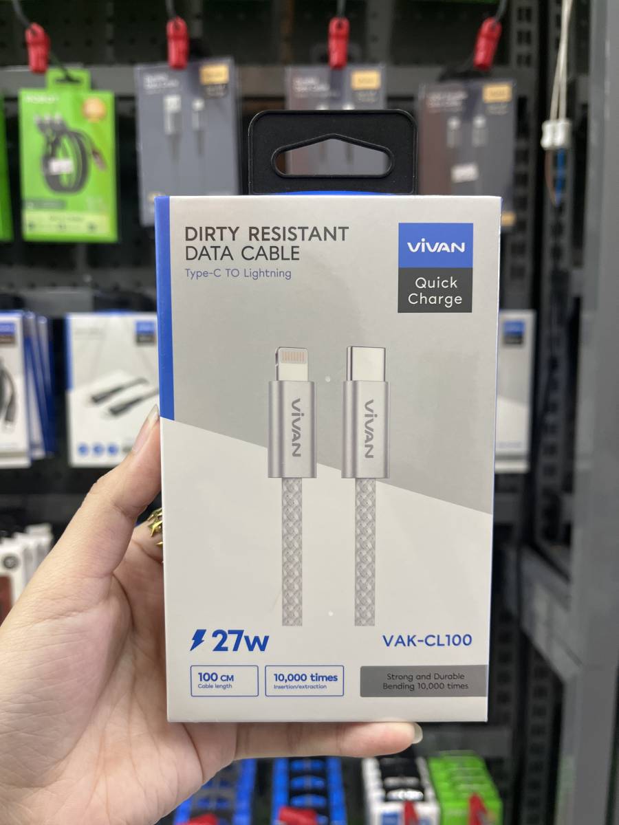 Vivan VAK-CL100 Dirty Resistant Data Cable Type C to Lightning 27W White