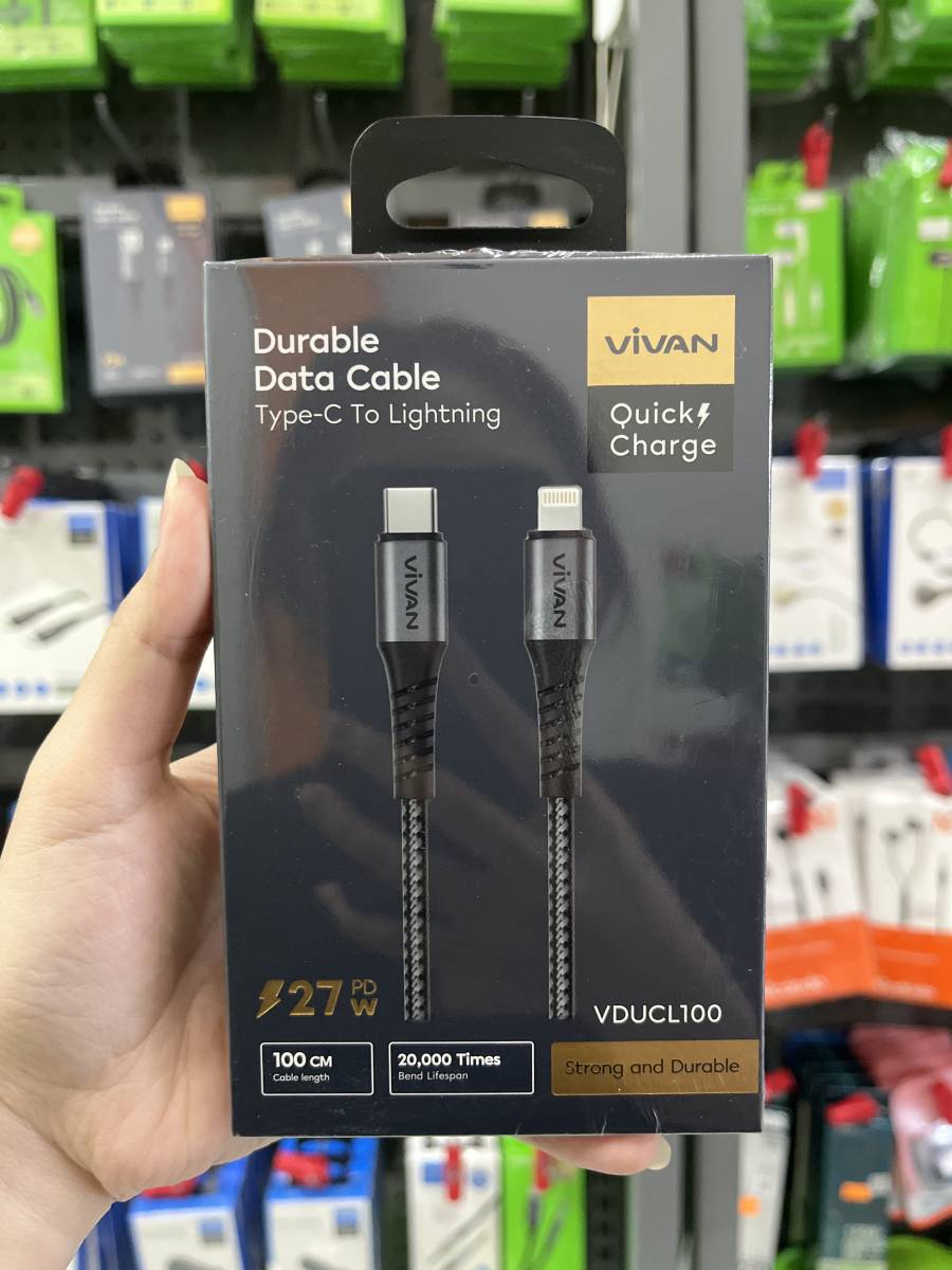Vivan VDUCL100 Type C to Lightning 27W PD 1M Black