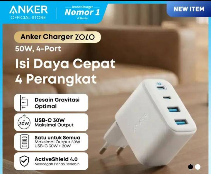 Anker Zolo Charger (50W, 4-Port, PD 3.0) White