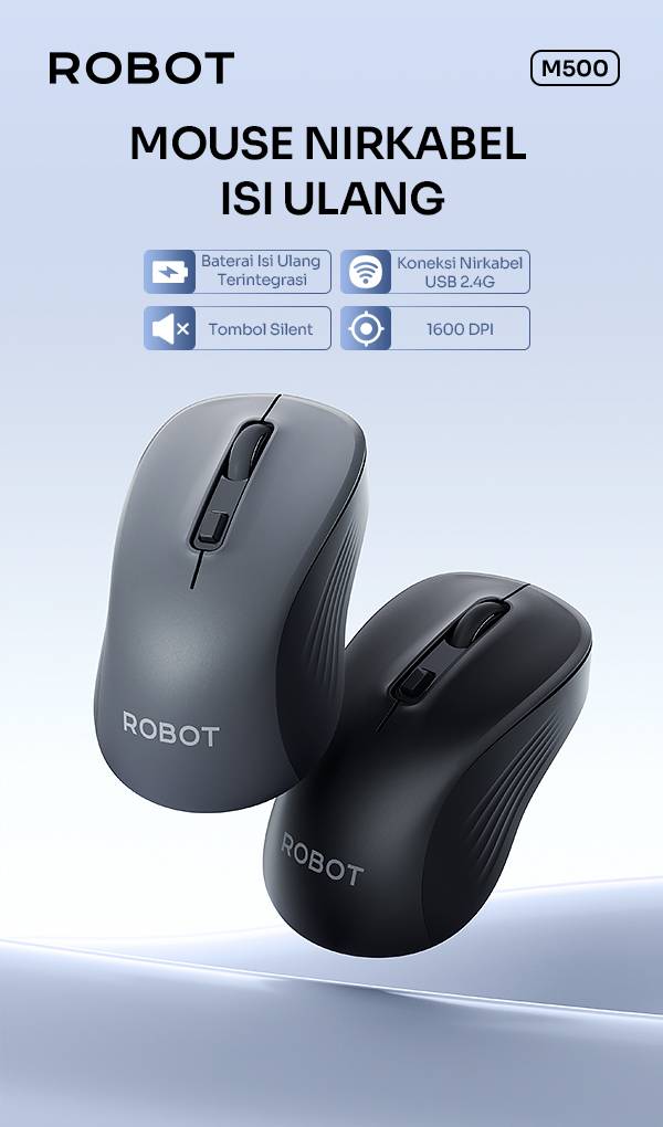 Robot M500 Wireless Mouse Rechargeable Black