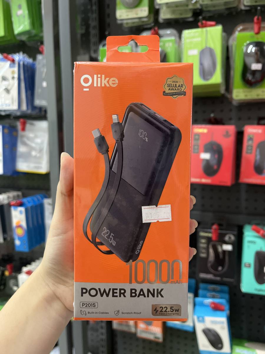 Olike P201S Powerbank 10000 mAh 22,5W Built-in Cables Black