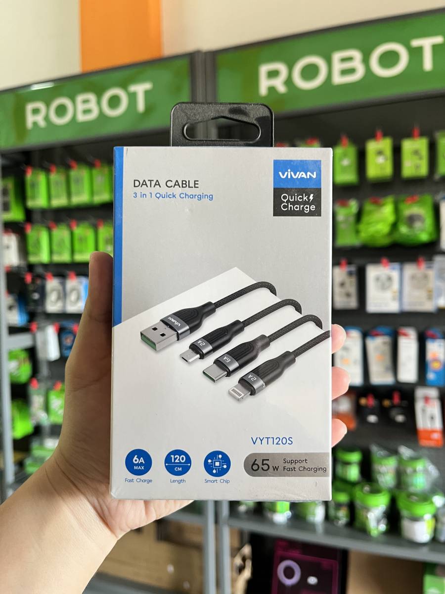 Vivan VYT120S Data Cable 3 in 1 Quick Charging 65W