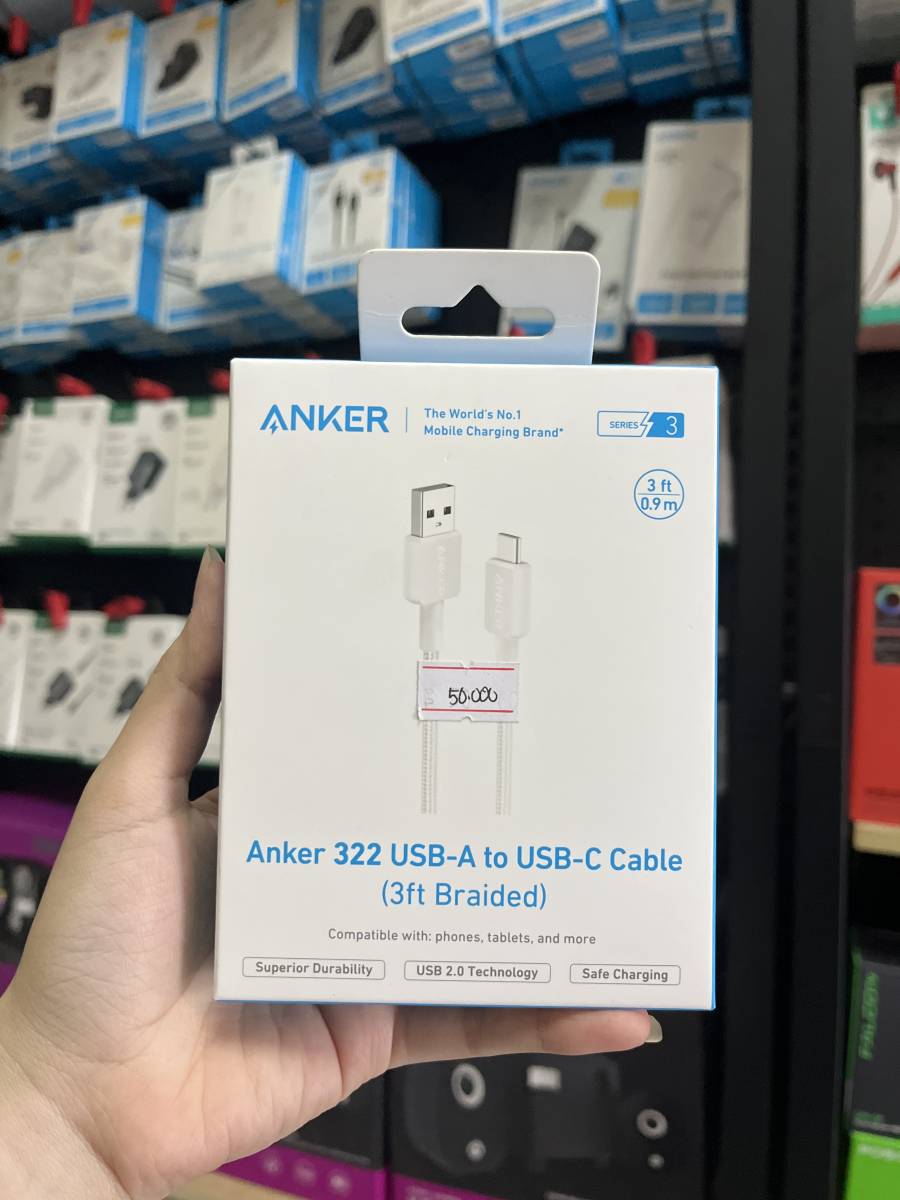 Anker 322 USB-A to USB-C (3ft Braided) White