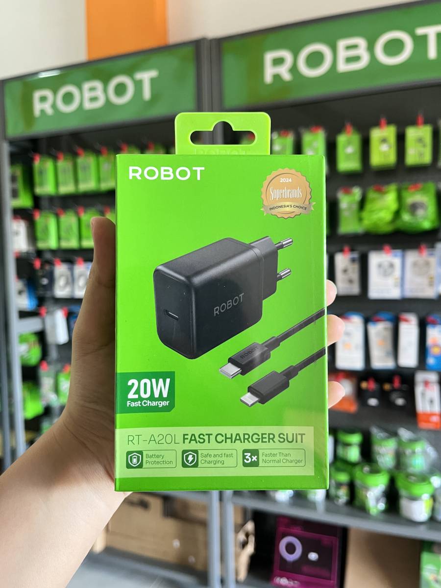 Robot RT-A20L Charger Set Type C to Lightning 20W Black