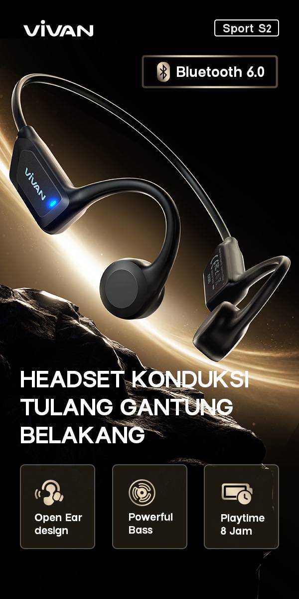 VIVAN SPORT S2 TWS BONE CONDUCTION HEADPHONES BLACK