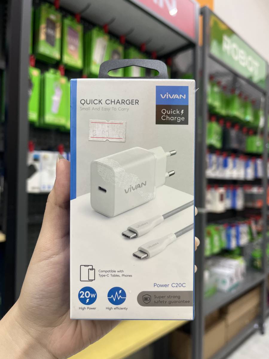 Vivan C20C Charger Type C with Cable White