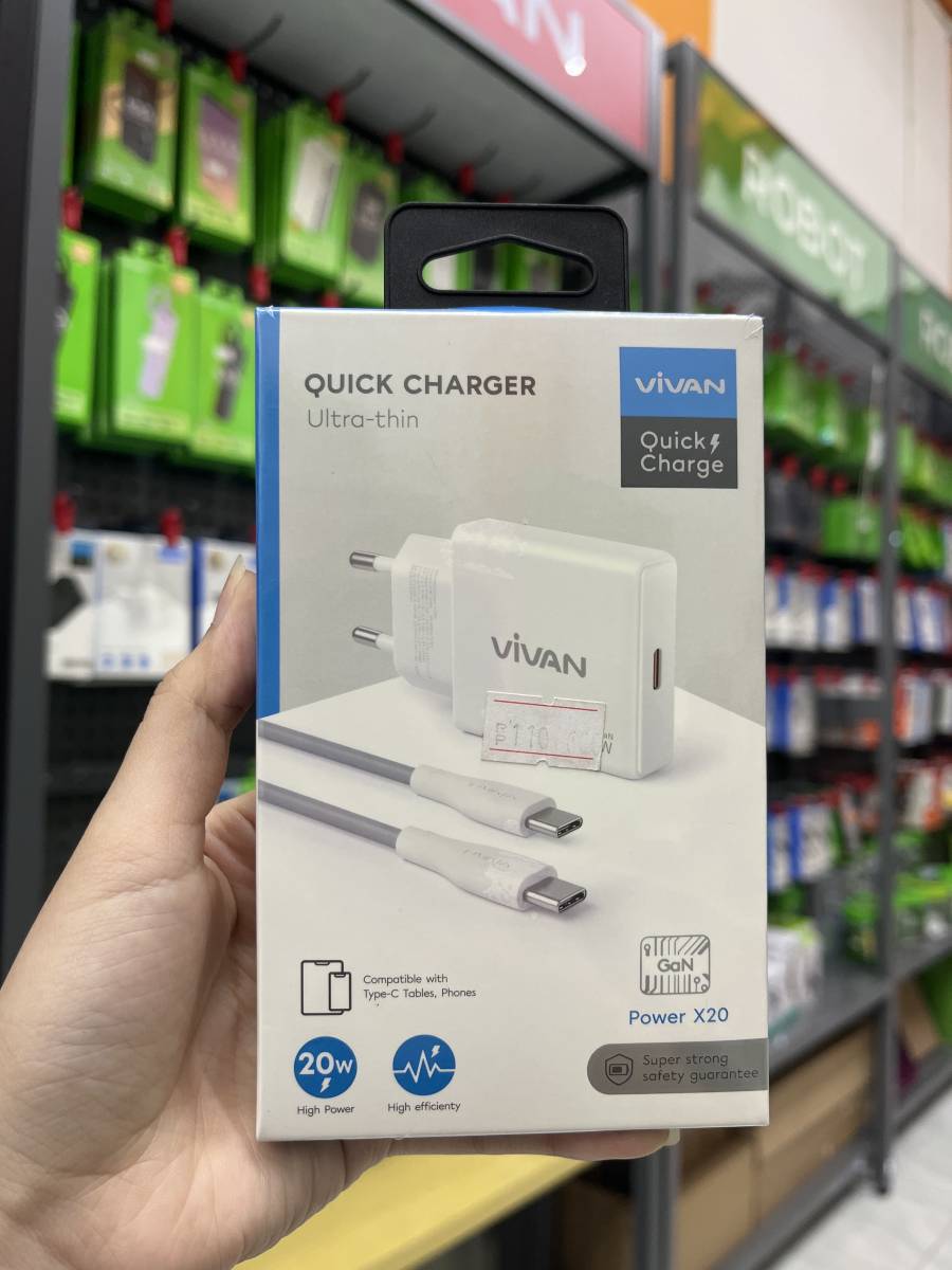 Vivan Power X20 Quick Charger Ultra-thin GaN 20W