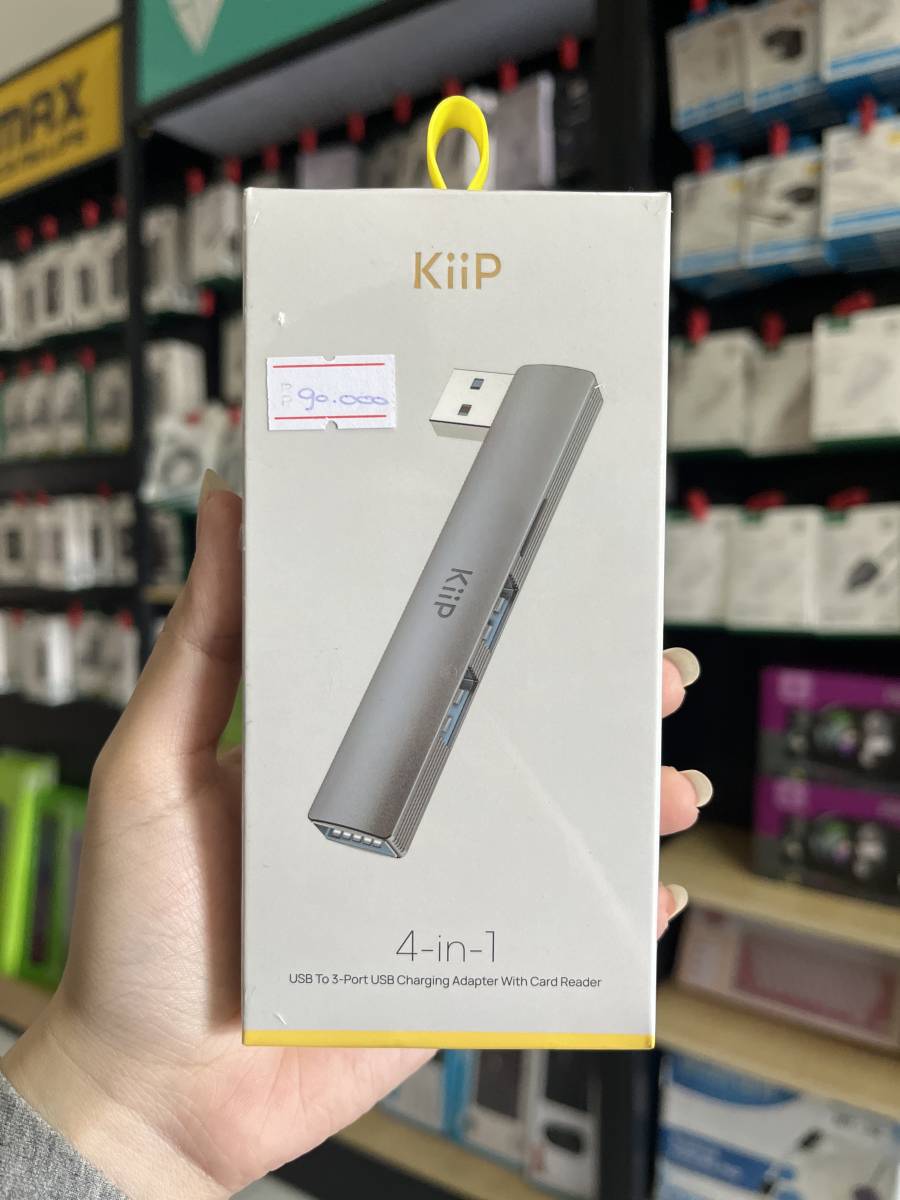 Kiip KP-HUB-USB2UR-GRY 4in1 USB-A Hub  (3xUSB-A + TF Card Slot)